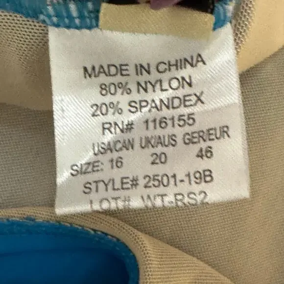 Alisha Levine Blue Swim Dress One Piece Lace Overlay Size 16 - Picture 6 of 7